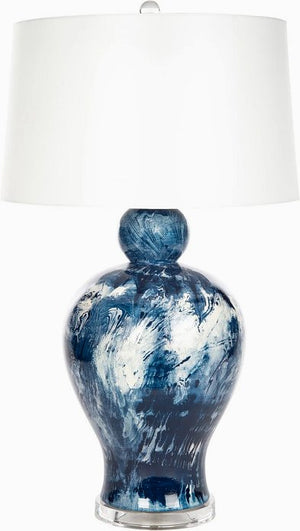 Deep Waters Marbled Italian Ceramic Table Lamp - Nautical Luxuries