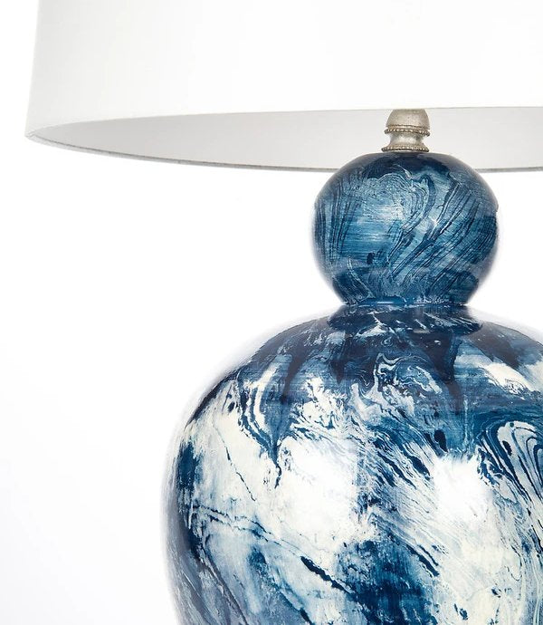 Deep Waters Marbled Italian Ceramic Table Lamp - Nautical Luxuries