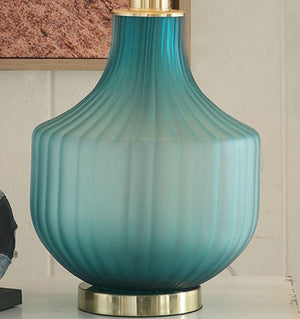 Turquoise Frost Glass Table Lamp - Nautical Luxuries