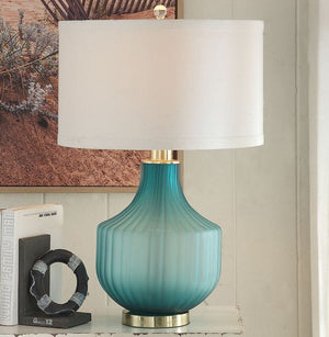 Turquoise Frost Glass Table Lamp - Nautical Luxuries