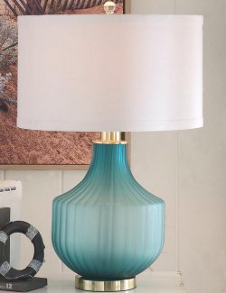 Turquoise Frost Glass Table Lamp - Nautical Luxuries