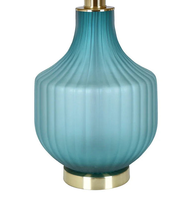 Turquoise Frost Glass Table Lamp - Nautical Luxuries