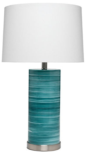 Striated Sea Depths Glass Table Lamp - Nautical Luxuries