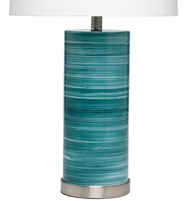 Striated Sea Depths Glass Table Lamp - Nautical Luxuries