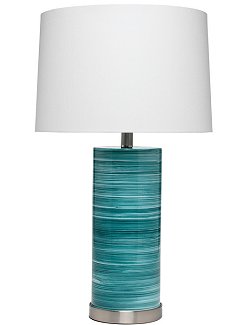 Striated Sea Depths Glass Table Lamp - Nautical Luxuries