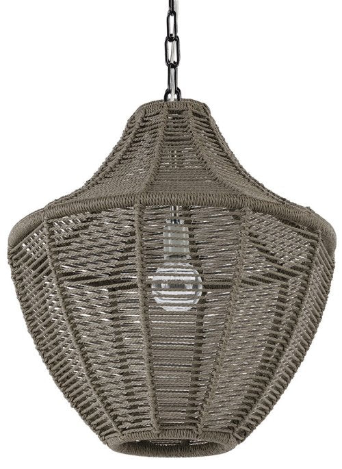 Indoor/Outdoor Slate Brown Rope Weave Pendants - Nautical Luxuries