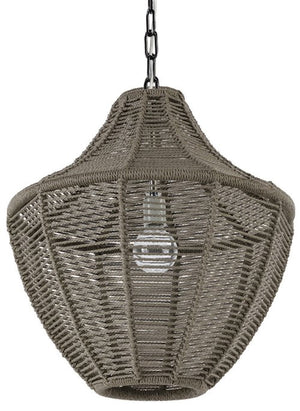 Indoor/Outdoor Slate Brown Rope Weave Pendants - Nautical Luxuries