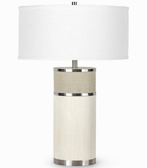 White Wash Coastal Column Table Lamp - Nautical Luxuries