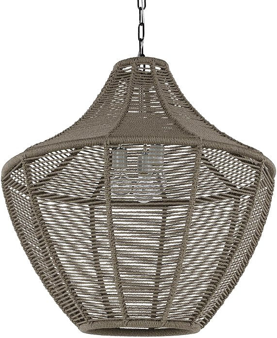Indoor/Outdoor Slate Brown Rope Weave Pendants - Nautical Luxuries