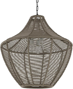 Indoor/Outdoor Slate Brown Rope Weave Pendants - Nautical Luxuries
