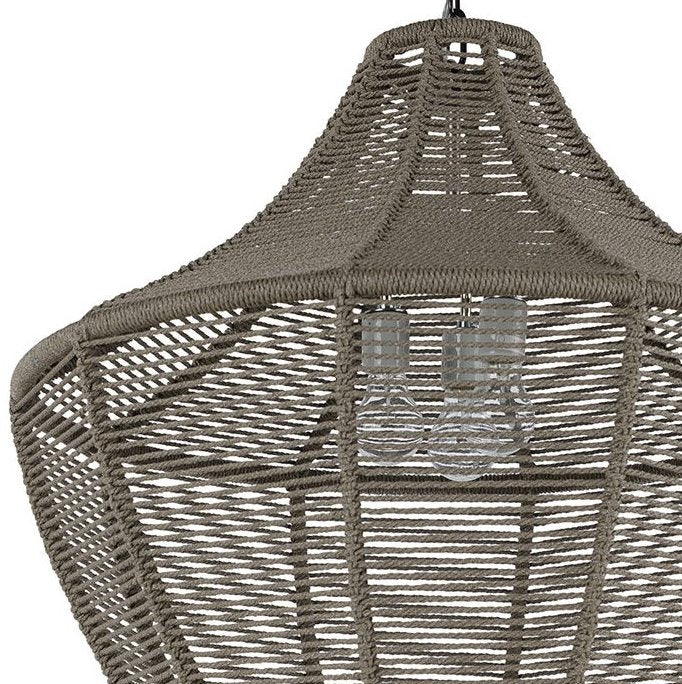 Indoor/Outdoor Slate Brown Rope Weave Pendants - Nautical Luxuries