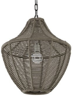 Indoor/Outdoor Slate Brown Rope Weave Pendants - Nautical Luxuries