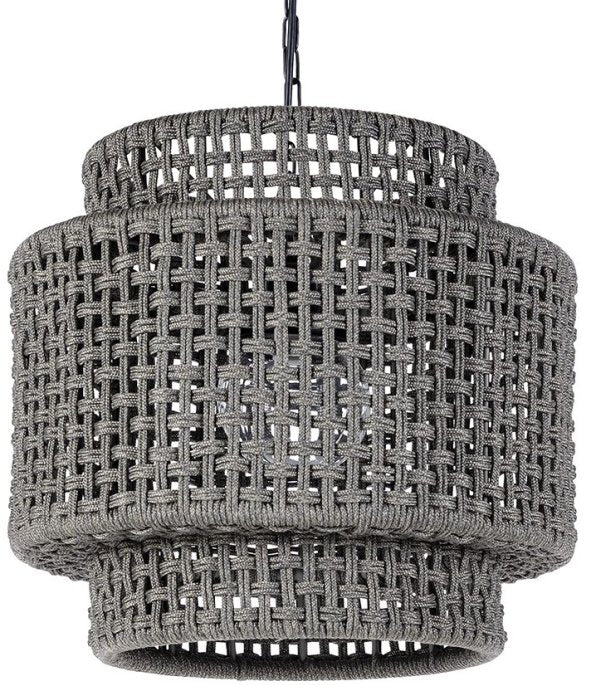 Indoor/Outdoor Rope Basketweave Drum Pendant - Nautical Luxuries