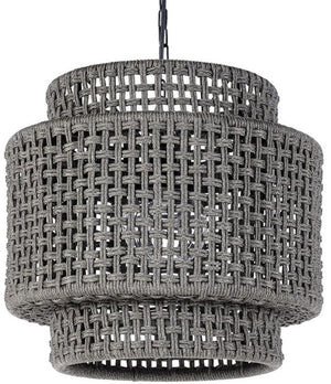 Indoor/Outdoor Rope Basketweave Drum Pendant - Nautical Luxuries