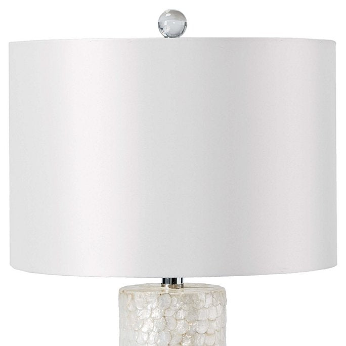 Scalloped Capiz Shell Tall Column Lamp - Nautical Luxuries