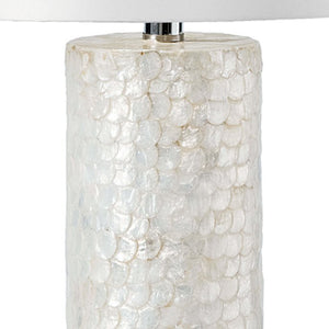 Scalloped Capiz Shell Tall Column Lamp - Nautical Luxuries