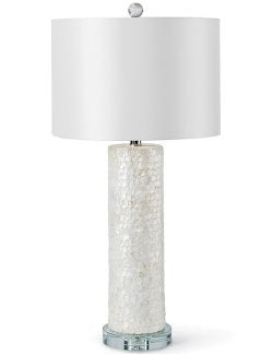Scalloped Capiz Shell Tall Column Lamp - Nautical Luxuries