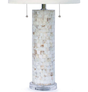 Coastal-Chic Mother Of Pearl Column Lamp - Nautical Luxuries