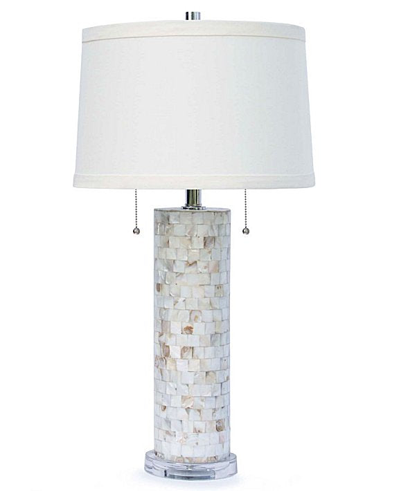 Coastal-Chic Mother Of Pearl Column Lamp - Nautical Luxuries