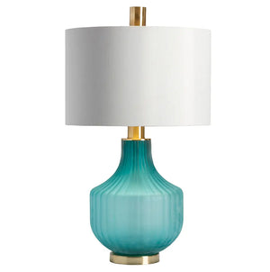 Turquoise Frost Glass Table Lamp - Nautical Luxuries