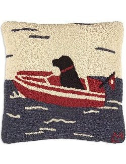 Runabout Dog at Sea Hooked Pillow - Nautical Luxuries