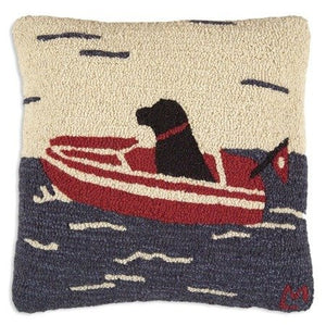 Runabout Dog at Sea Hooked Pillow - Nautical Luxuries