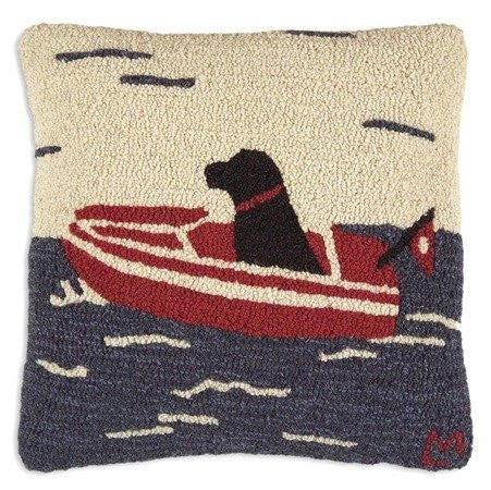 Runabout Dog at Sea Hooked Pillow– Nautical Luxuries