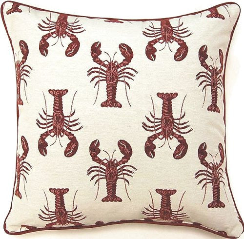 New England Lobster Parade Accent Pillows - Nautical Luxuries