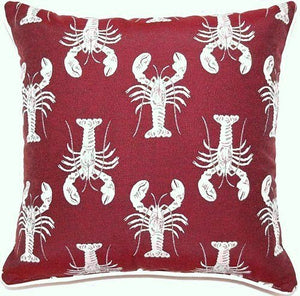 New England Lobster Parade Accent Pillows - Nautical Luxuries
