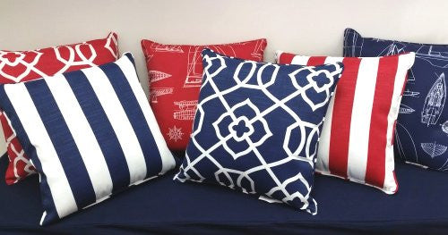 Cabana Stripe Indoor/Outdoor Poly Accent Pillows - Nautical Luxuries