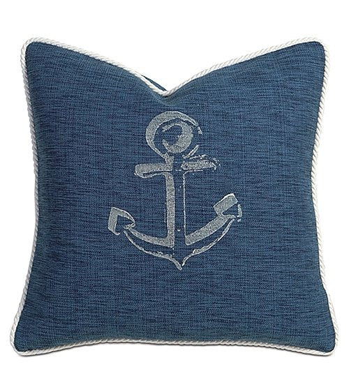 Block Print Anchor Pillows - Nautical Luxuries