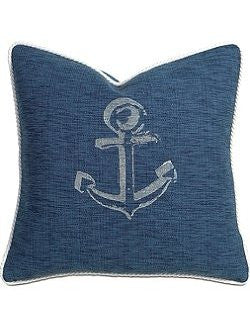 Block Print Anchor Pillows - Nautical Luxuries