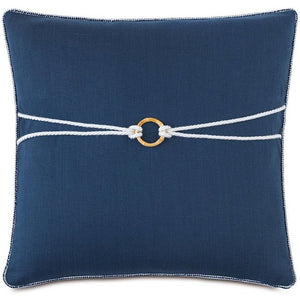 Knotted Bamboo Ring Linen Accent Pillow - Nautical Luxuries