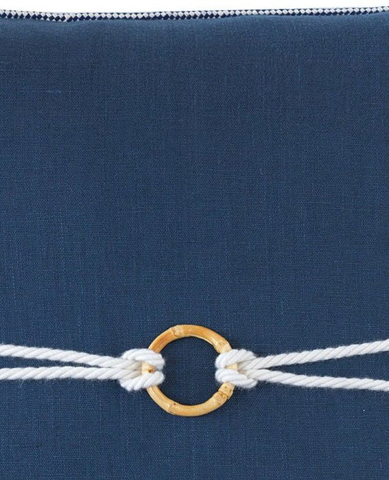 Knotted Bamboo Ring Linen Accent Pillow - Nautical Luxuries