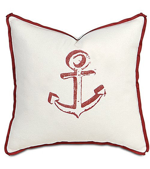 Block Print Anchor Pillows - Nautical Luxuries