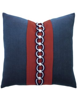 Rope Chain Trim Linen Accent Pillow - Nautical Luxuries