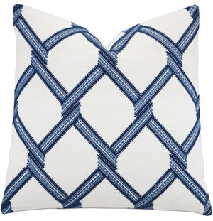 Blue Lattice Accent Pillow - Nautical Luxuries