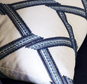 Blue Lattice Accent Pillow - Nautical Luxuries