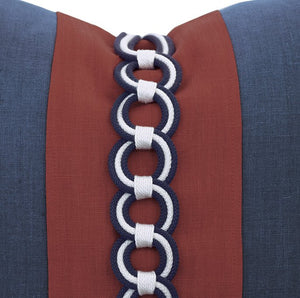 Rope Chain Trim Linen Accent Pillow - Nautical Luxuries