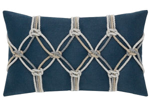 Indigo Knotted Rope Net Sunbrella® Outdoor Pillows - Nautical Luxuries