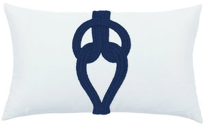 Navy Knotted Sunbrella® Outdoor Lumbar Pillow - Nautical Luxuries
