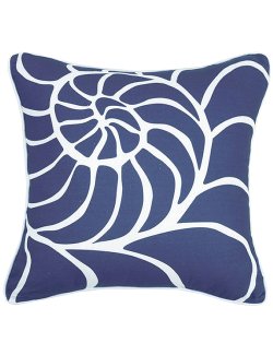 Blue Lagoon Nautilus Shell Print Pillow - Nautical Luxuries