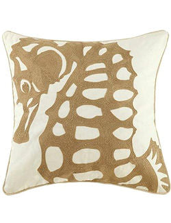 Grande Seahorse Embroidered Pillow - Nautical Luxuries