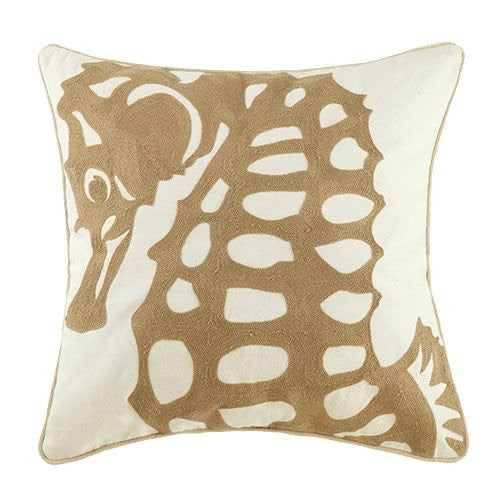 Grande Seahorse Embroidered Pillow - Nautical Luxuries
