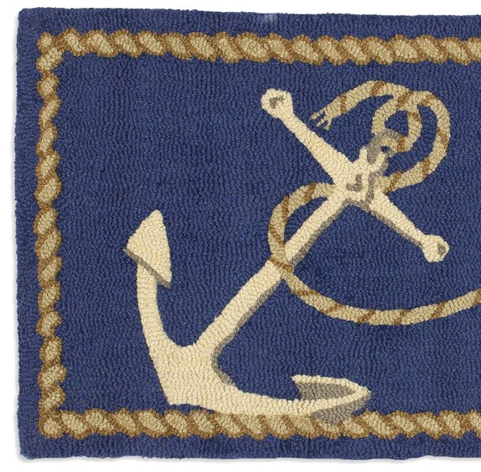 Anchor & Line Hooked Wool Rug - Nautical Luxuries