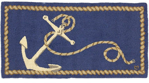Anchor & Line Hooked Wool Rug - Nautical Luxuries