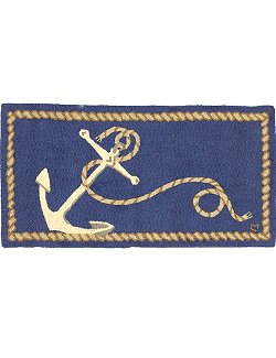 Anchor & Line Hooked Wool Rug - Nautical Luxuries