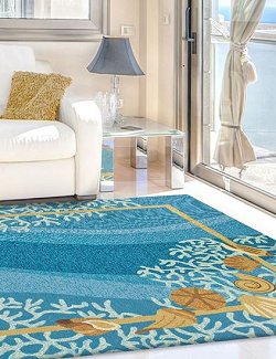 Deepwater Reef Hand-Hooked Indoor/Outdoor Rugs - Nautical Luxuries