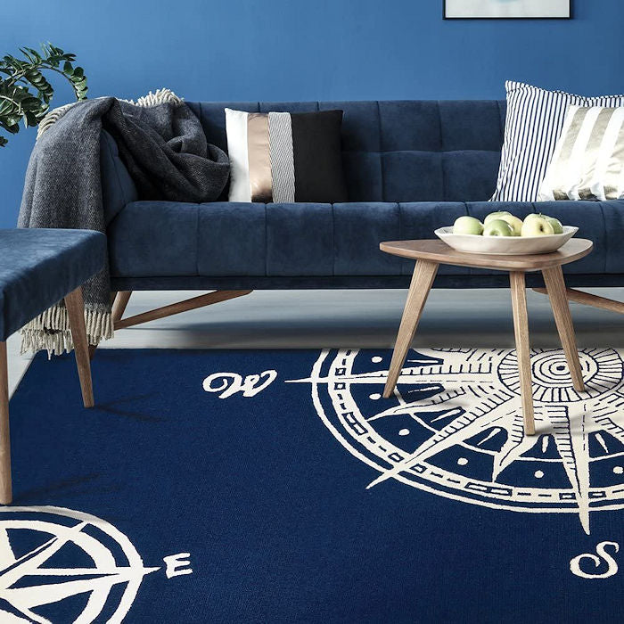Nautical Compass Hand-Tufted Indoor/Outdoor Mats & Rugs | Nautical Luxuries