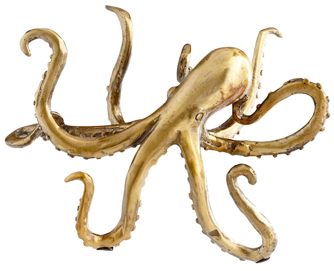 Gilded Denizen Of The Deep Shelf Edge Sculpture - Nautical Luxuries